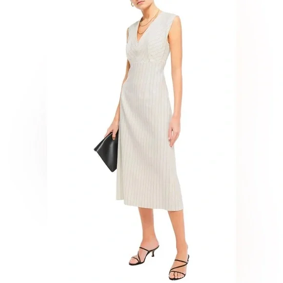 Sandro | Dresses | Sandro Paris Ivorycream Pinstripe Midi Dress Size Eu 4 |  Poshmark